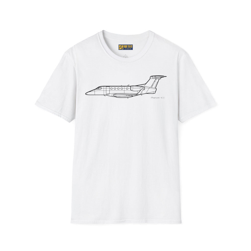 Phenom 300 T-Shirt – Private Jet Side Profile Aviation Tee - Pilot gifts - WWII warbird t-shirt