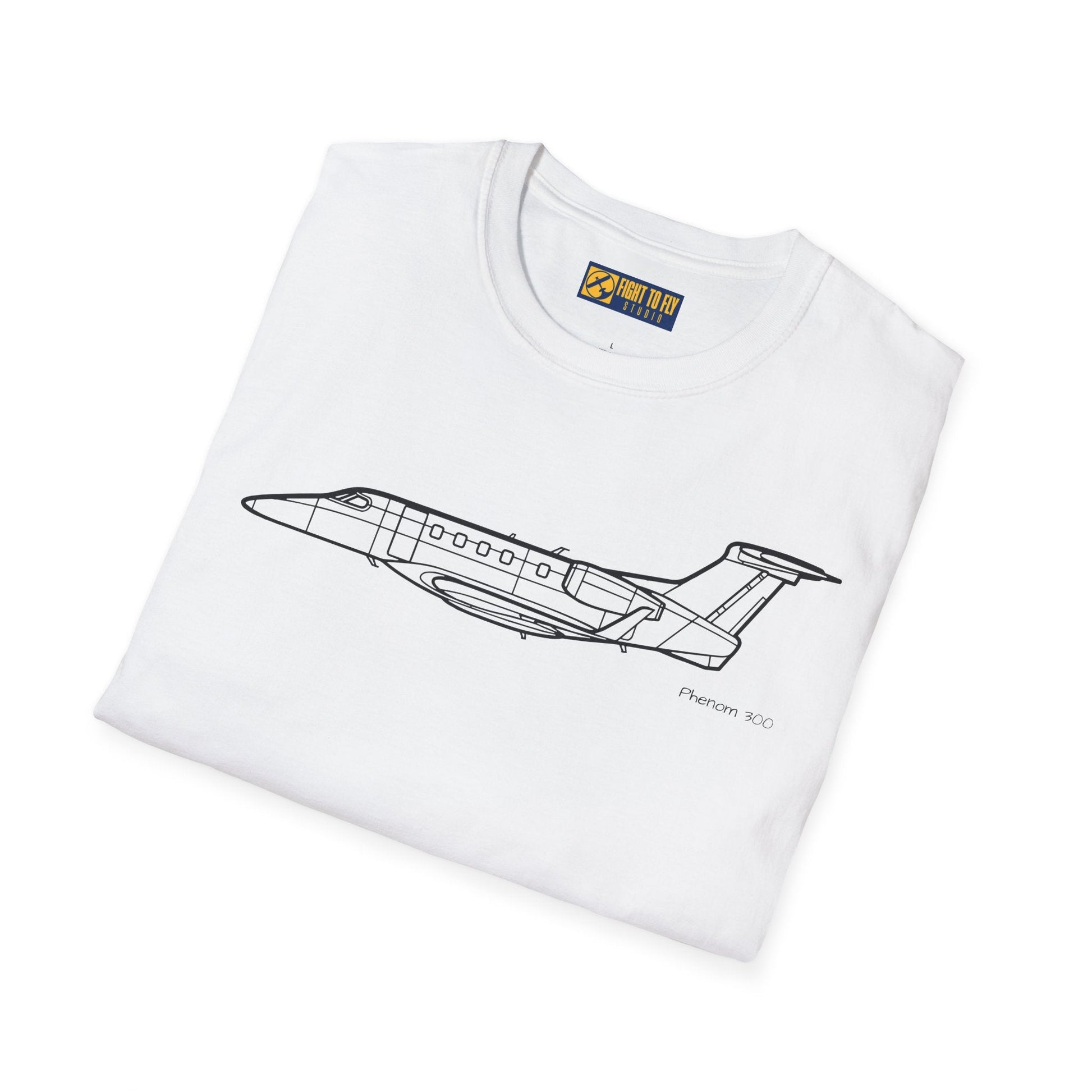 Phenom 300 T-Shirt – Private Jet Side Profile Aviation Tee - Pilot gifts - WWII warbird t-shirt