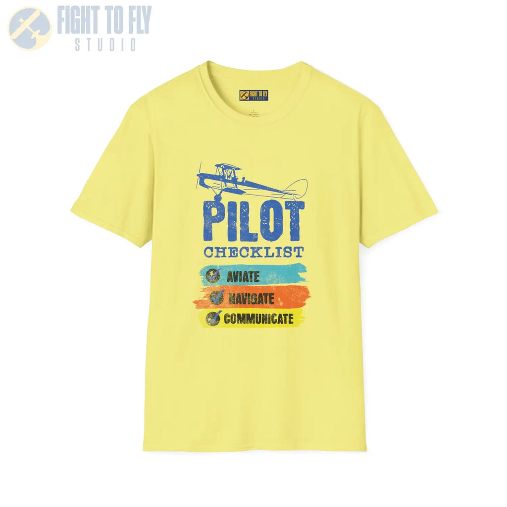 Pilot Checklist - Aviate Navigate Communicate - Tee - T-Shirt - gifts - WWII warbird t-shirt