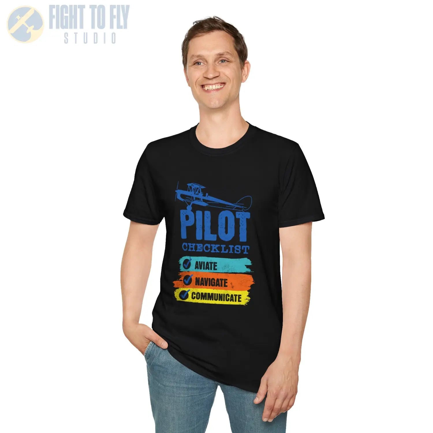 Pilot Checklist - Aviate Navigate Communicate - Tee - T-Shirt - gifts - WWII warbird t-shirt