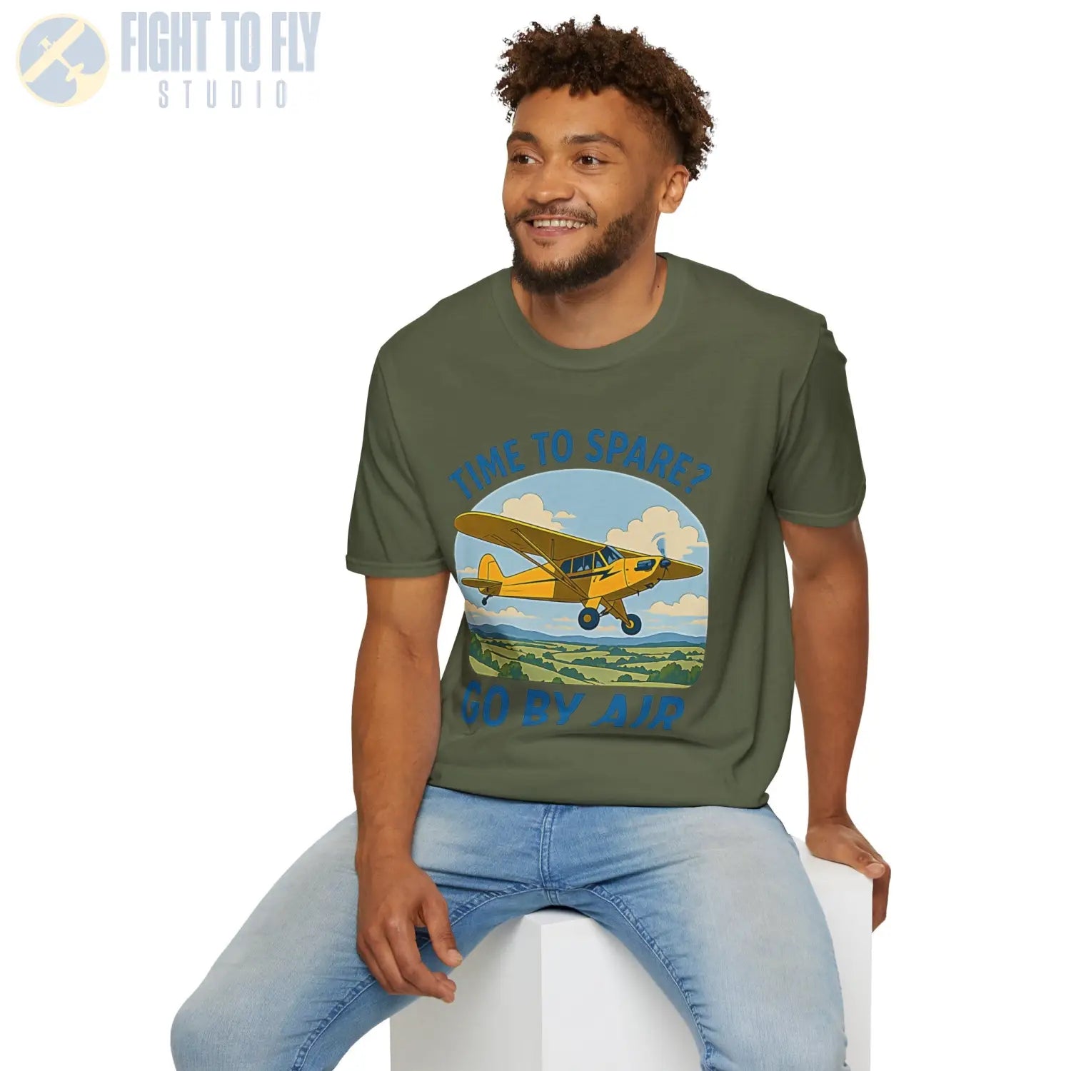 Time to Spare? Go by Air Piper Cub T Shirt Pilot gifts WWII warbird t shirt