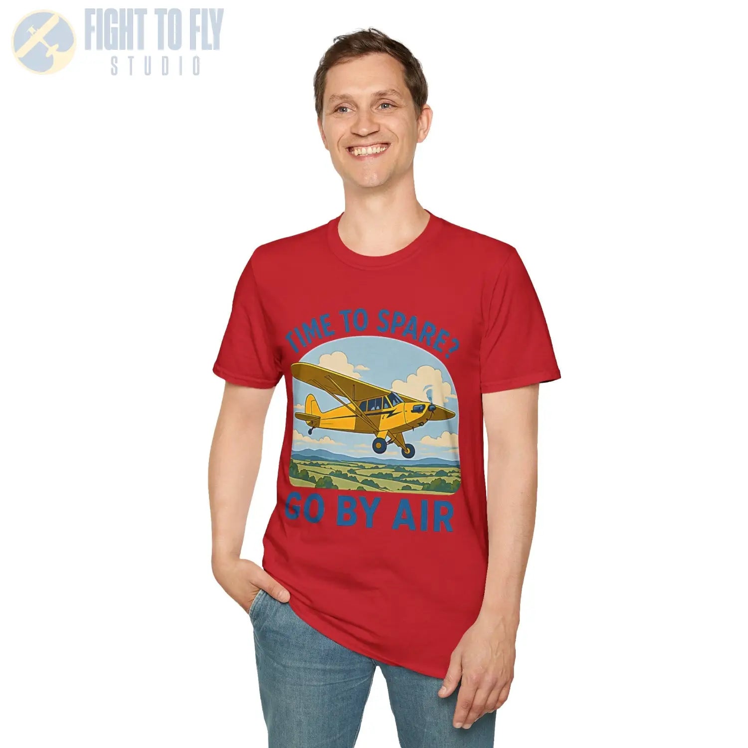 Time to Spare? Go by Air - Piper Cub - T-Shirt - Pilot gifts - WWII warbird t-shirt