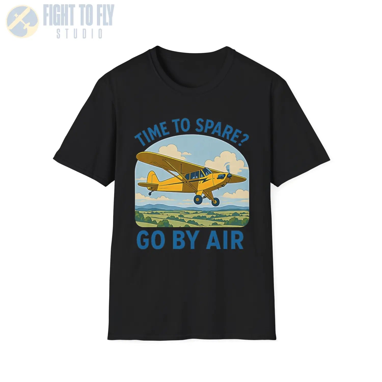Time to Spare? Go by Air - Piper Cub - T-Shirt - Pilot gifts - WWII warbird t-shirt