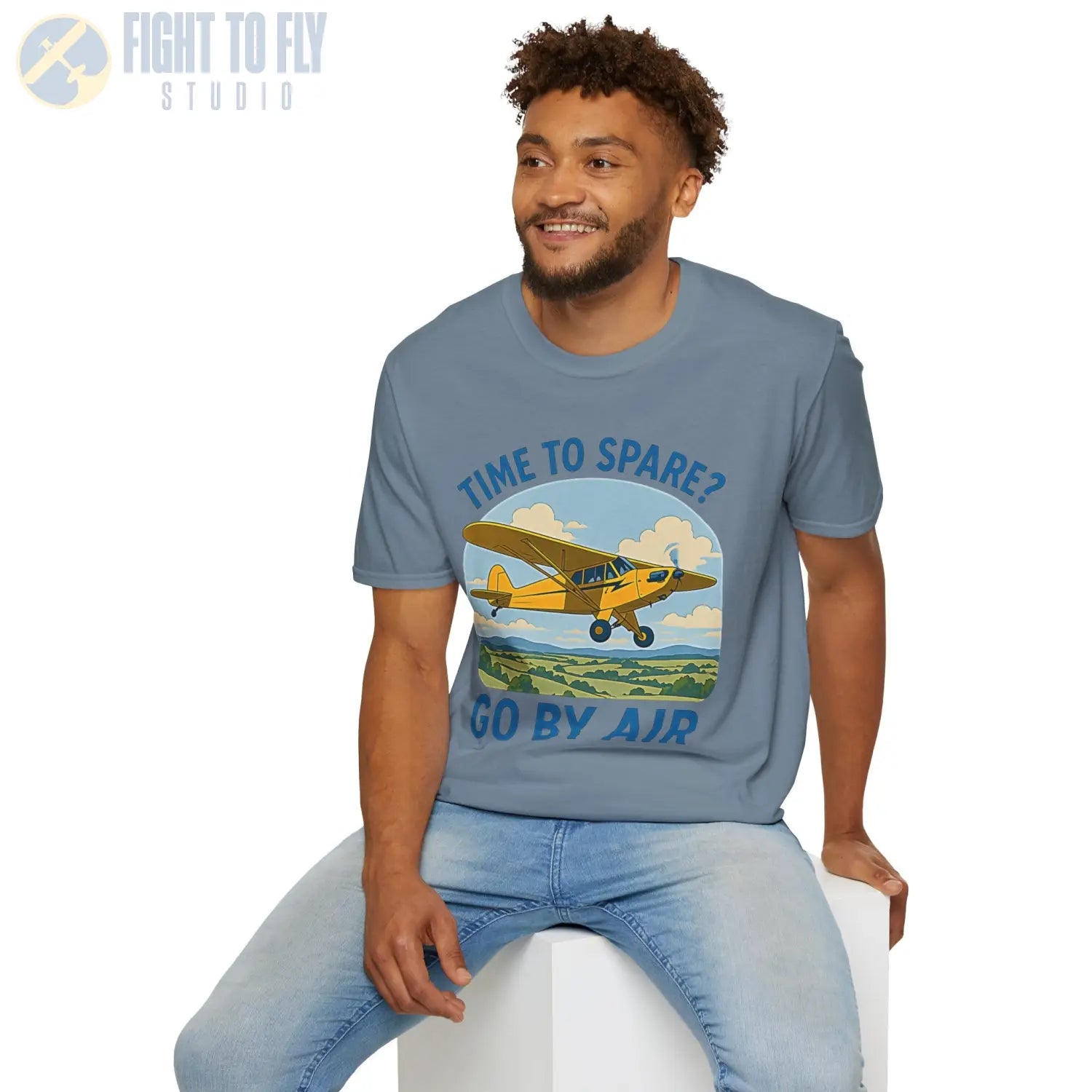 Time to Spare? Go by Air - Piper Cub - T-Shirt - Pilot gifts - WWII warbird t-shirt