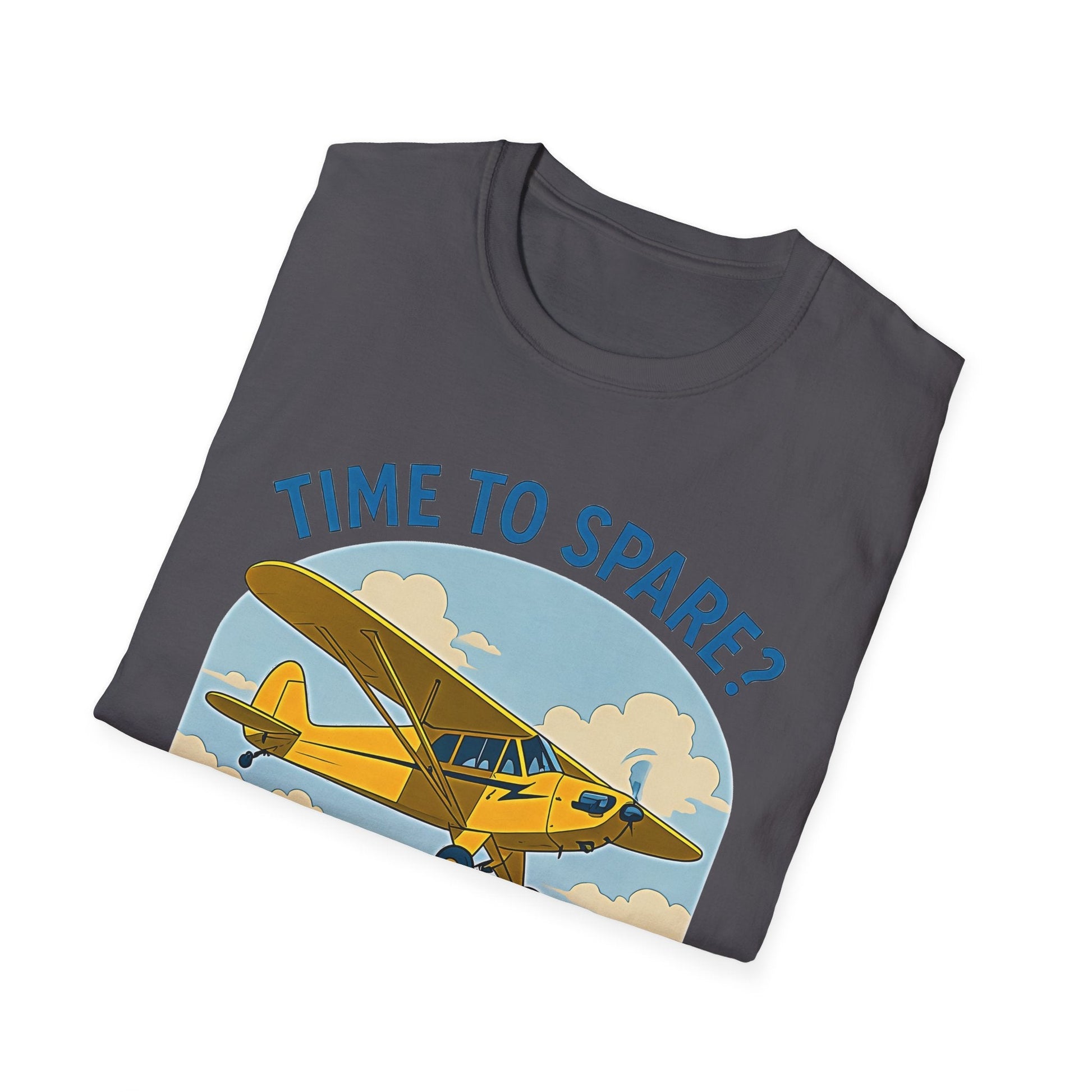 Piper Cub Premium T-Shirt – “Time to Spare? Go by Air” Vintage Bush Plane Tee - Pilot gifts - WWII warbird t-shirt