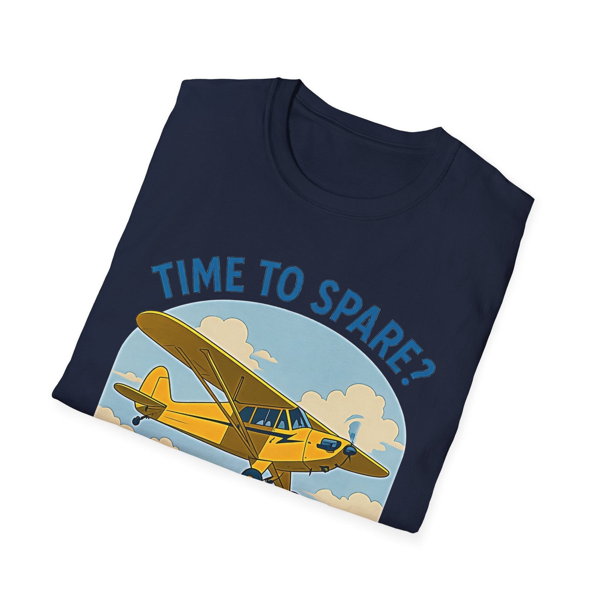 Piper Cub Premium T-Shirt – “Time to Spare? Go by Air” Vintage Bush Plane Tee - Pilot gifts - WWII warbird t-shirt