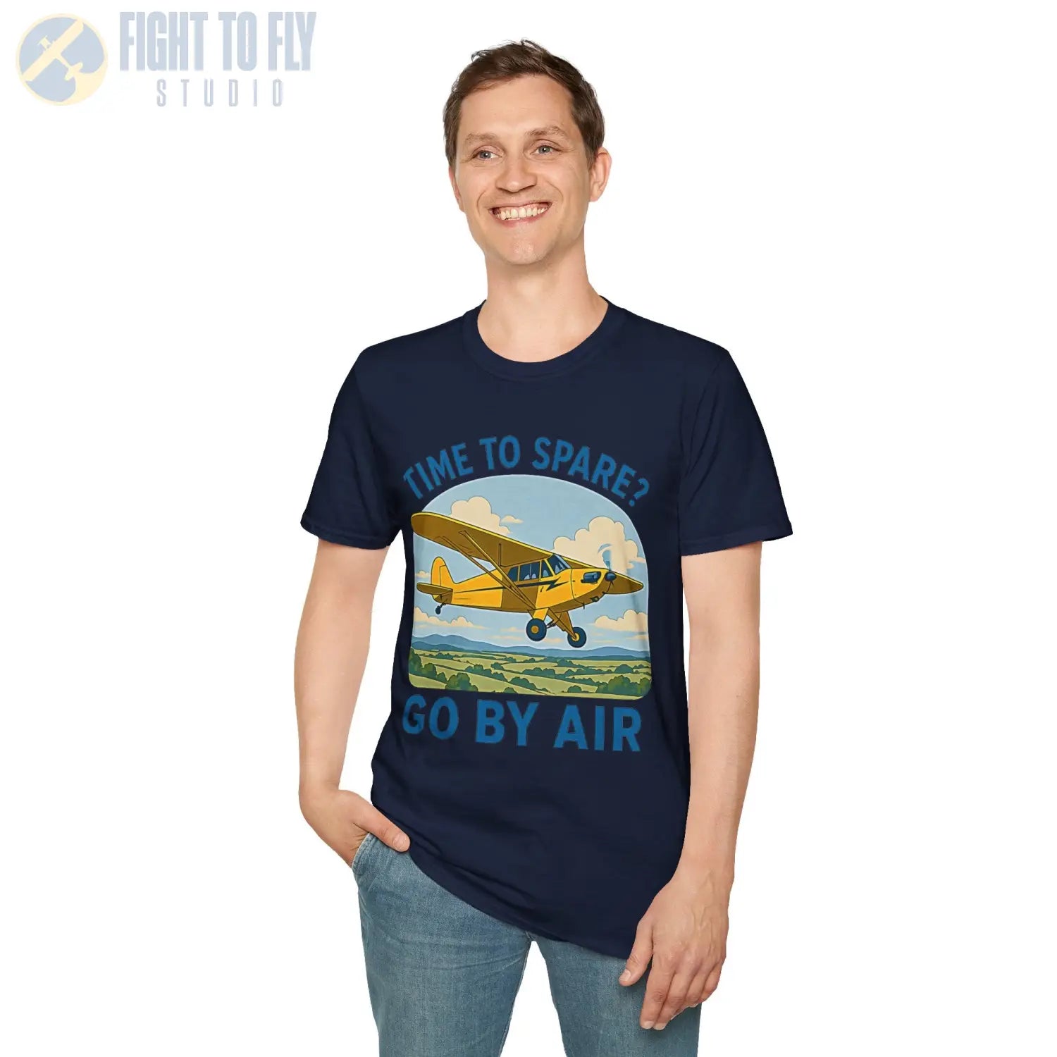 Time to Spare? Go by Air - Piper Cub - T-Shirt - Pilot gifts - WWII warbird t-shirt