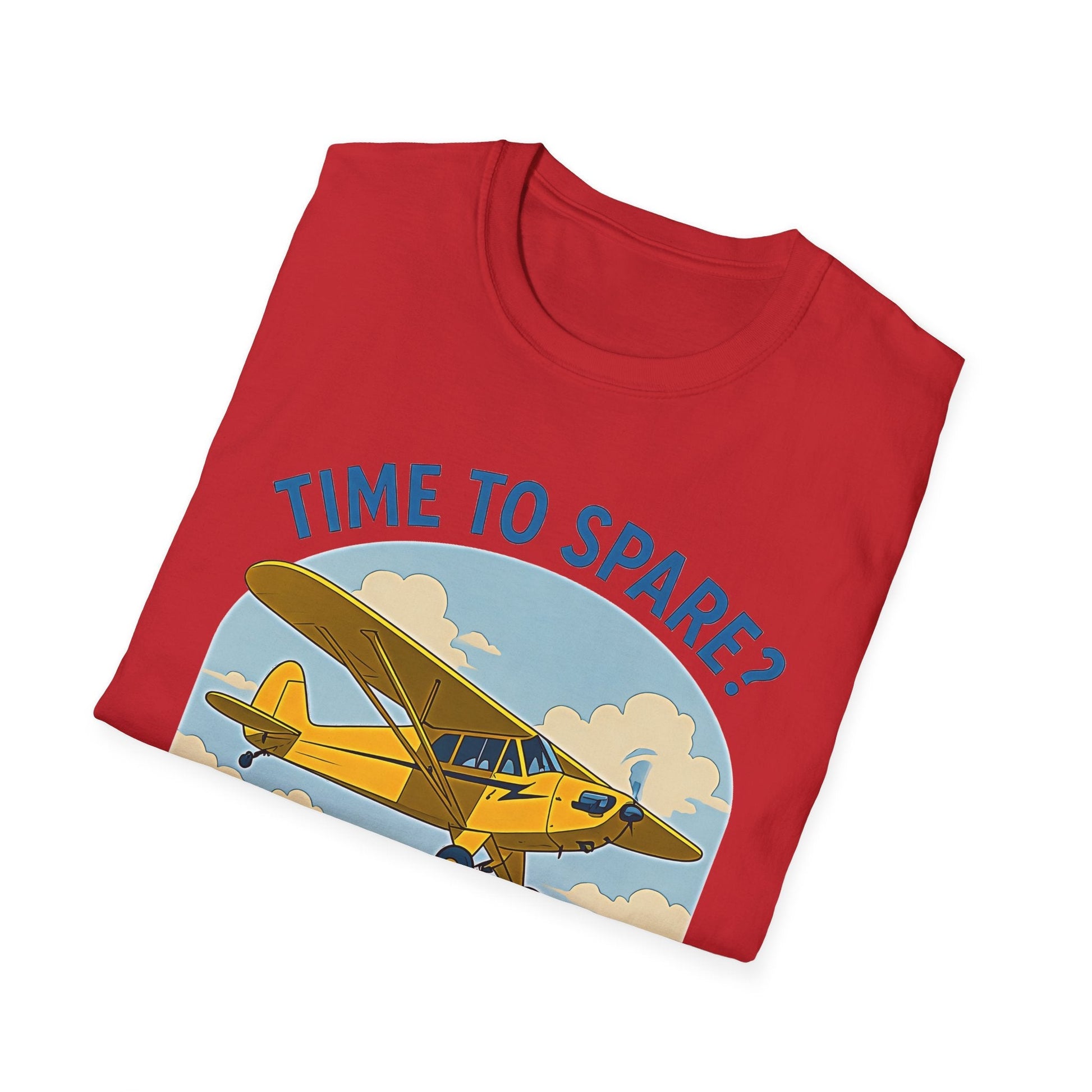 Piper Cub Premium T-Shirt – “Time to Spare? Go by Air” Vintage Bush Plane Tee - Pilot gifts - WWII warbird t-shirt