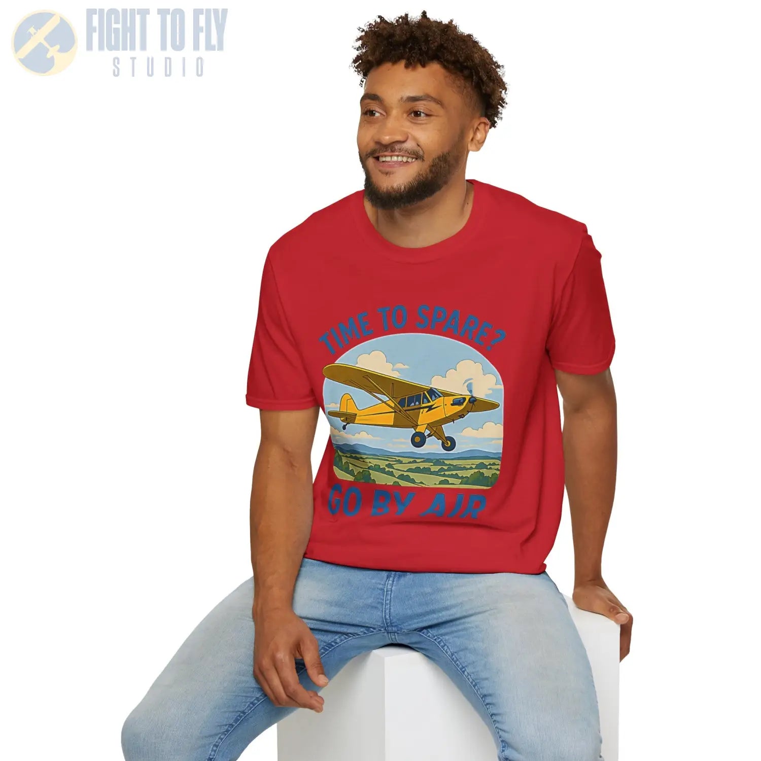 Time to Spare? Go by Air - Piper Cub - T-Shirt - Pilot gifts - WWII warbird t-shirt