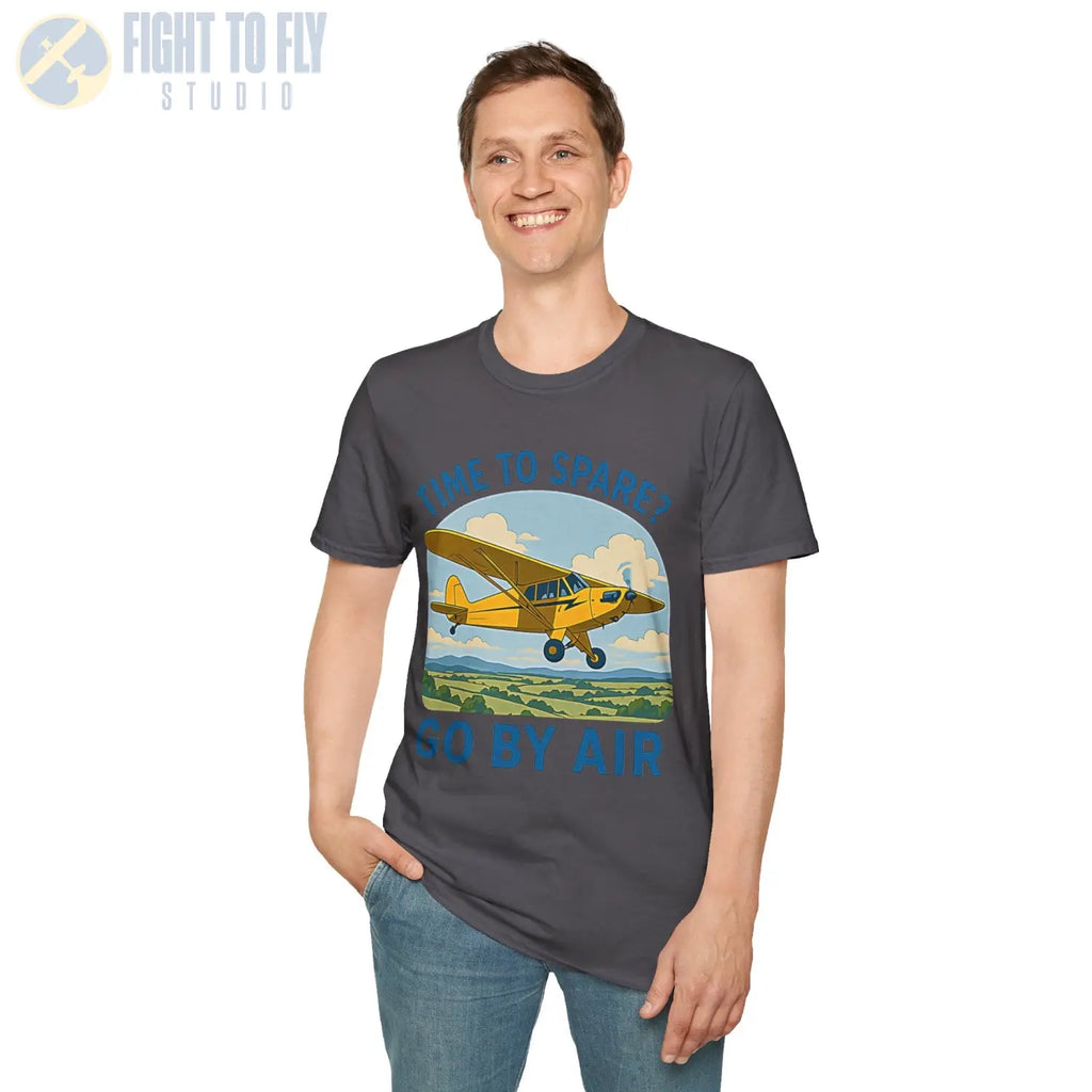 Time to Spare? Go by Air - Piper Cub - T-Shirt - Pilot gifts - WWII warbird t-shirt