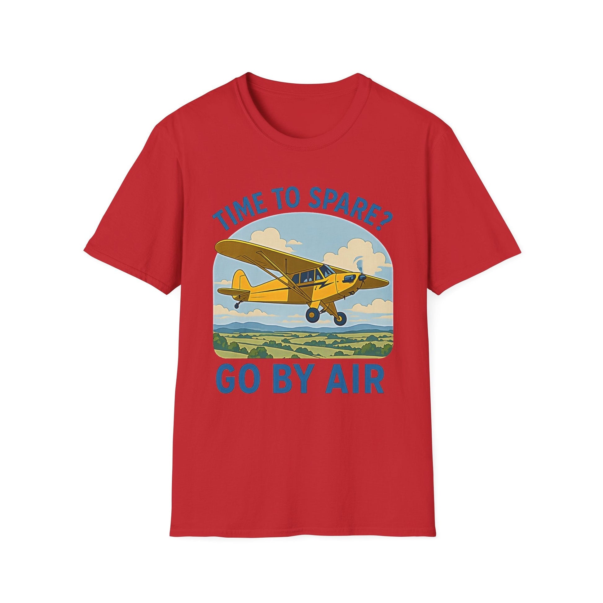 Piper Cub Premium T-Shirt – “Time to Spare? Go by Air” Vintage Bush Plane Tee - Pilot gifts - WWII warbird t-shirt