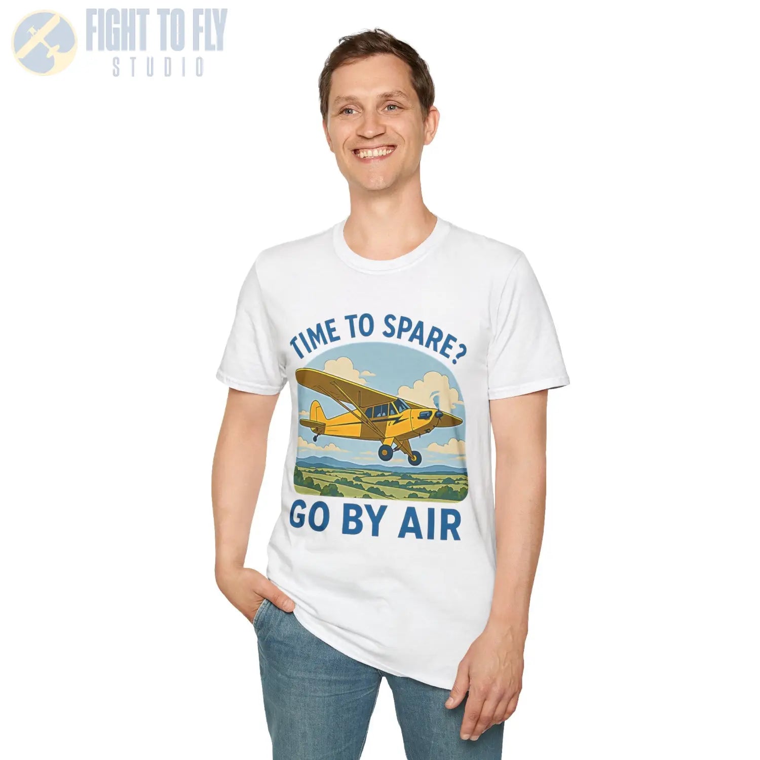 Time to Spare? Go by Air - Piper Cub - T-Shirt - Pilot gifts - WWII warbird t-shirt