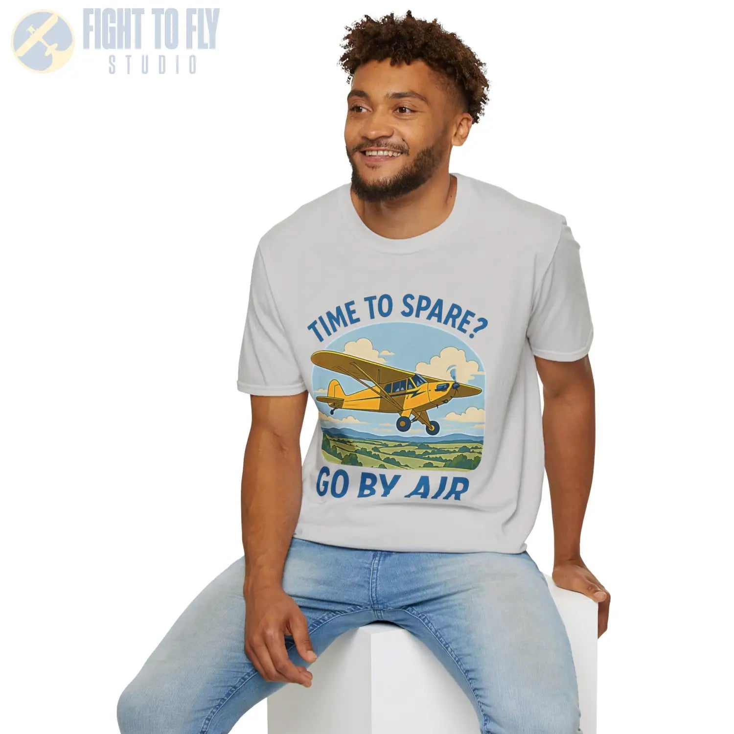 Time to Spare? Go by Air - Piper Cub - T-Shirt - Pilot gifts - WWII warbird t-shirt