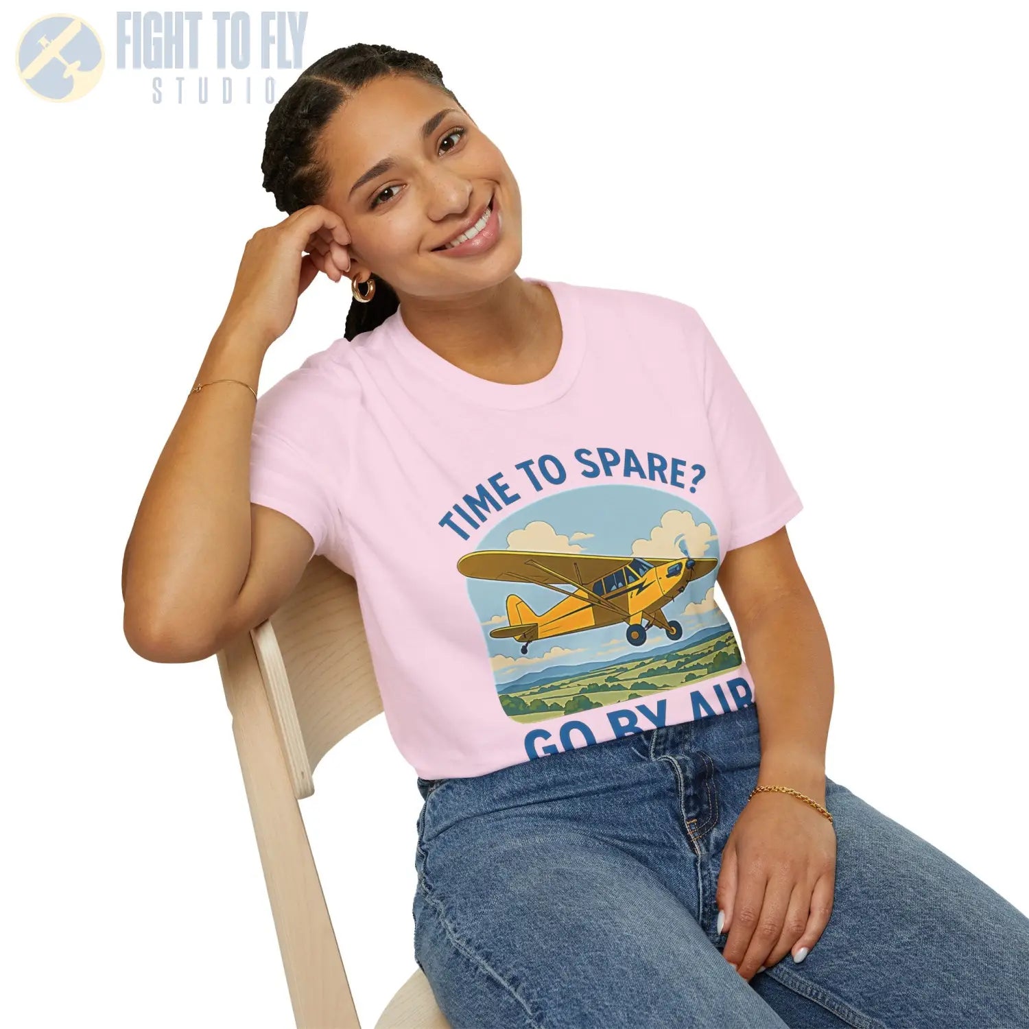 Time to Spare? Go by Air - Piper Cub - T-Shirt - Pilot gifts - WWII warbird t-shirt