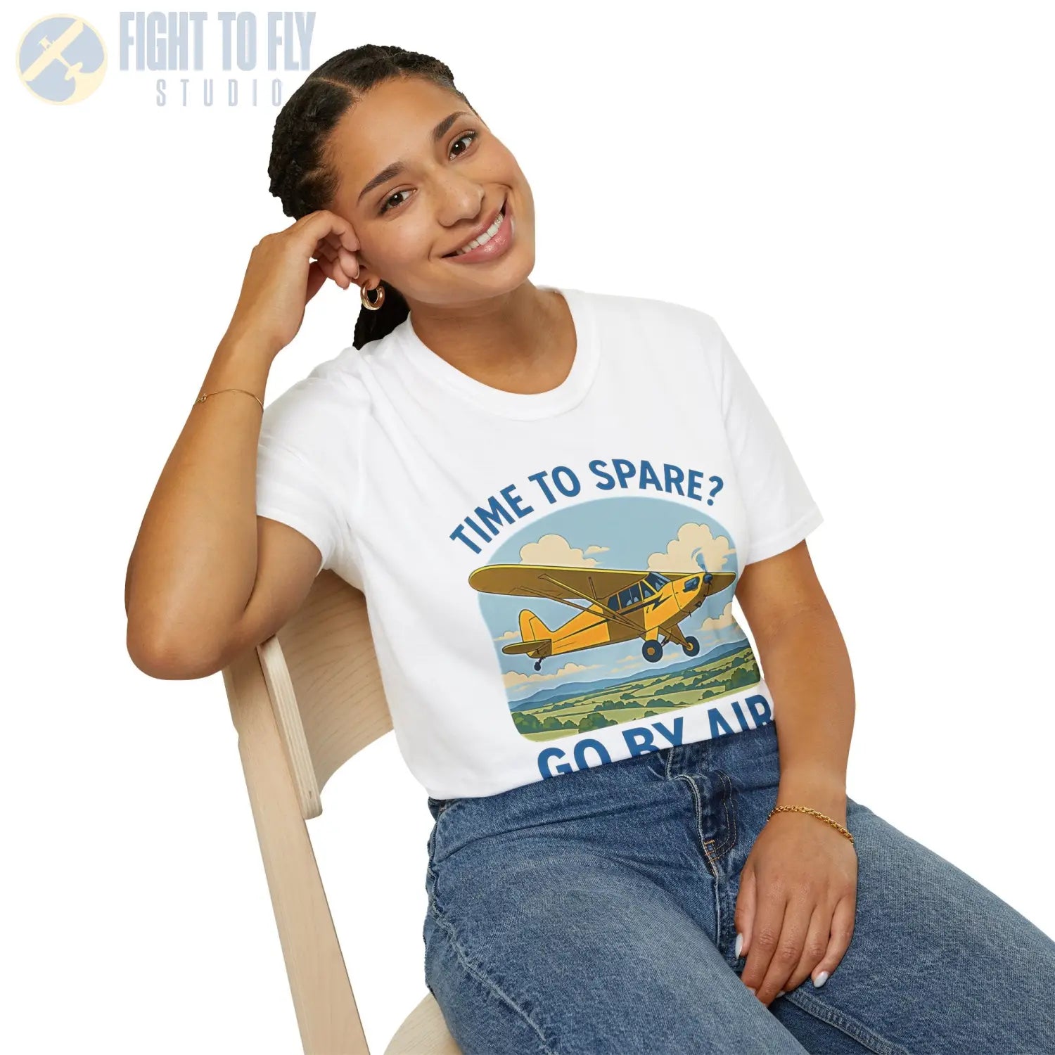 Time to Spare? Go by Air - Piper Cub - T-Shirt - Pilot gifts - WWII warbird t-shirt