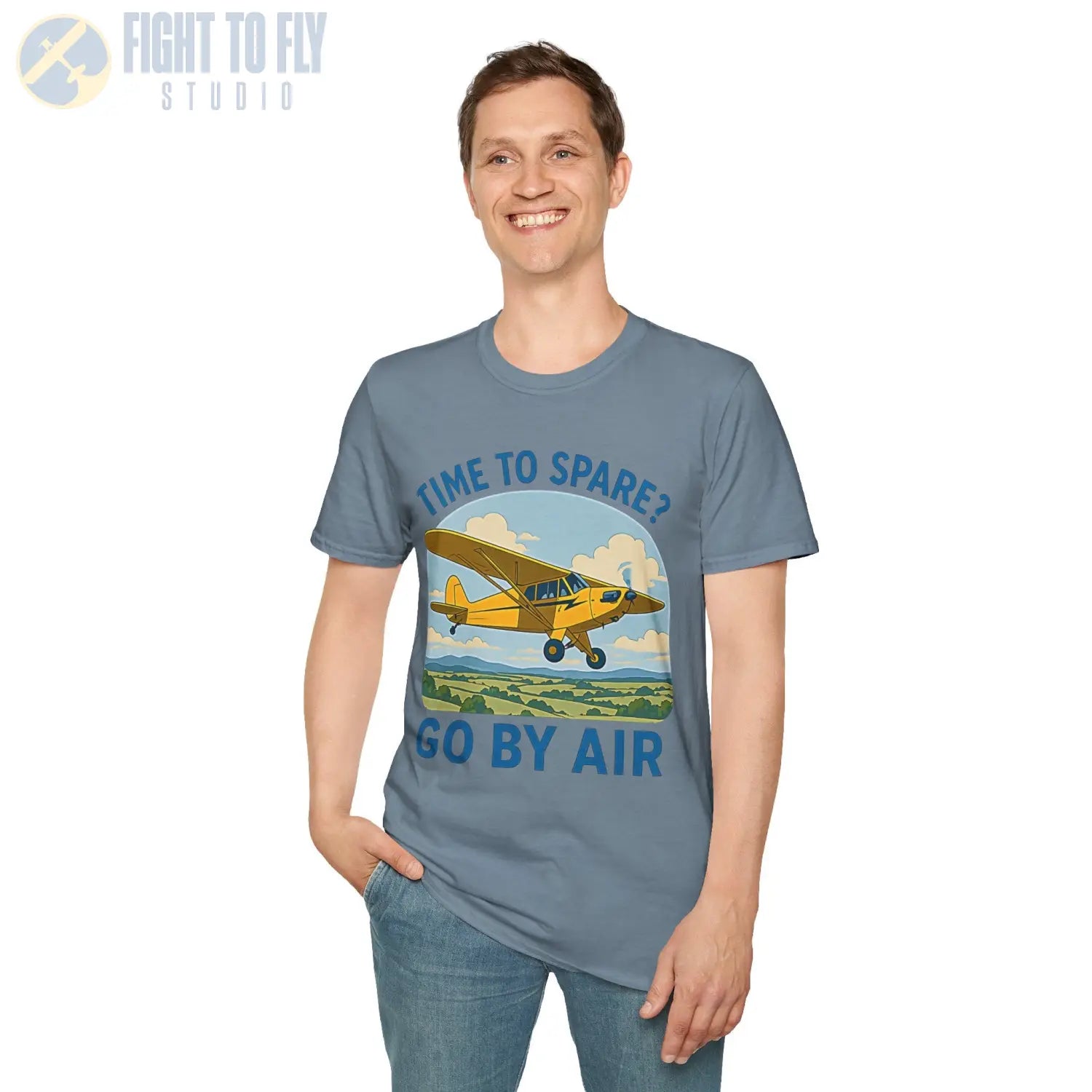 Time to Spare? Go by Air - Piper Cub - T-Shirt - Pilot gifts - WWII warbird t-shirt