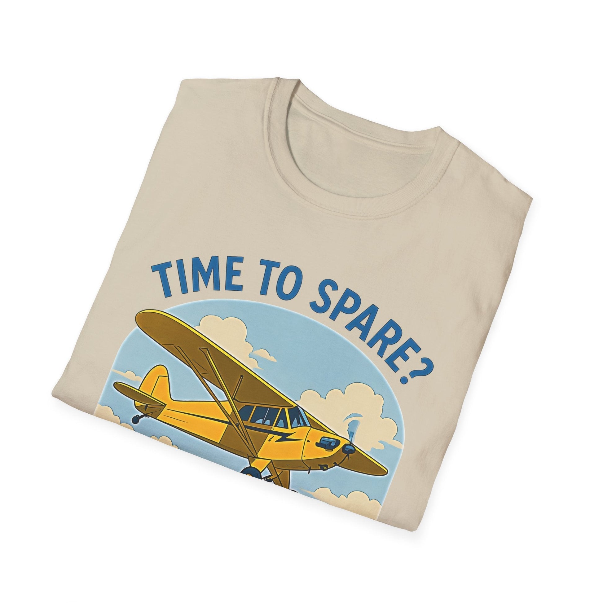 Piper Cub Premium T-Shirt – “Time to Spare? Go by Air” Vintage Bush Plane Tee - Pilot gifts - WWII warbird t-shirt