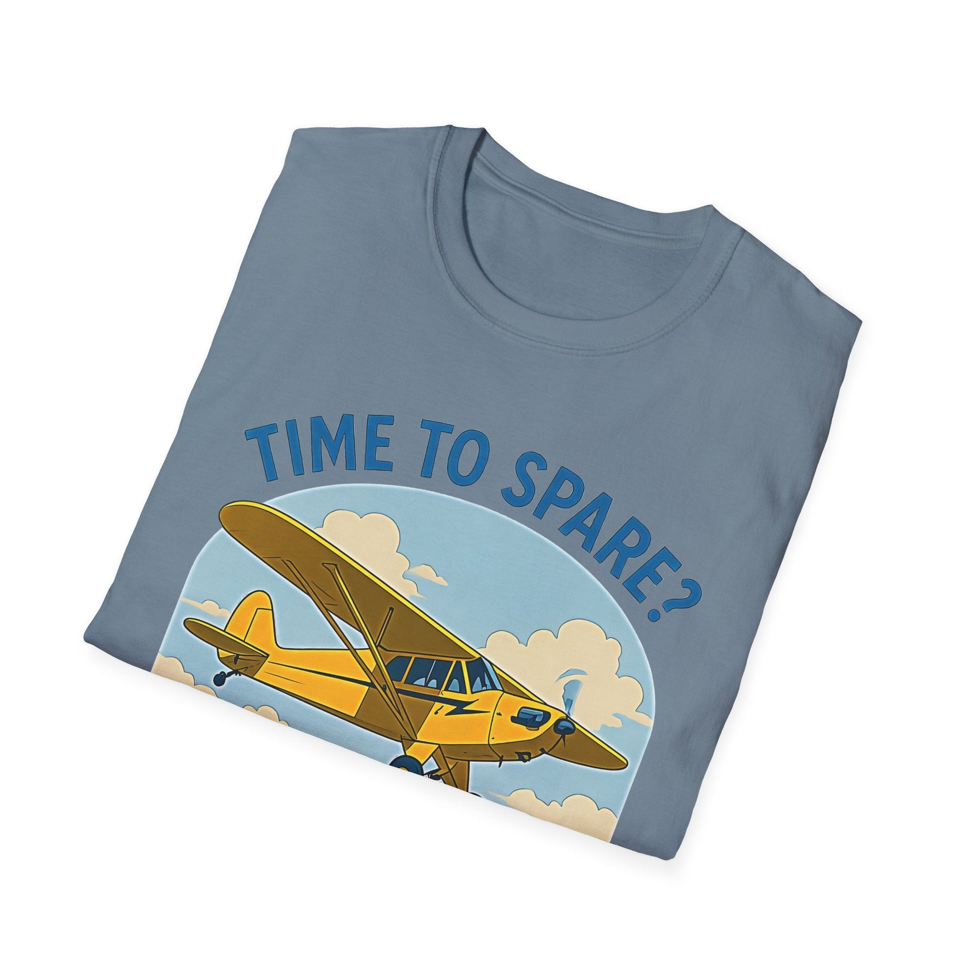 Piper Cub Premium T-Shirt – “Time to Spare? Go by Air” Vintage Bush Plane Tee - Pilot gifts - WWII warbird t-shirt