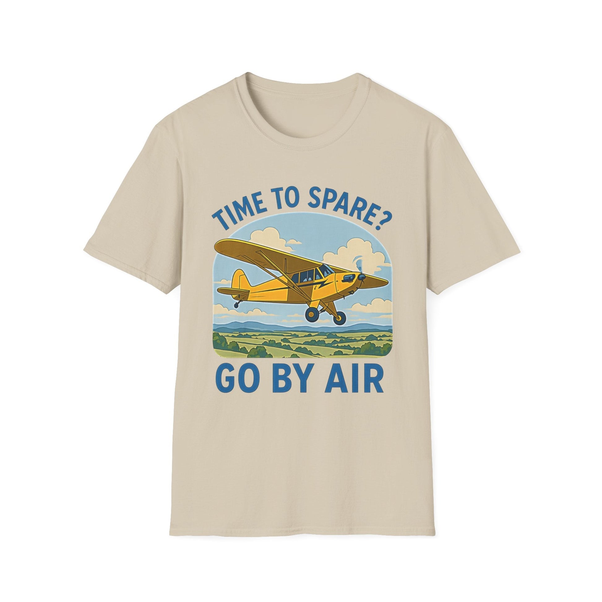 Piper Cub Premium T-Shirt – “Time to Spare? Go by Air” Vintage Bush Plane Tee - Pilot gifts - WWII warbird t-shirt