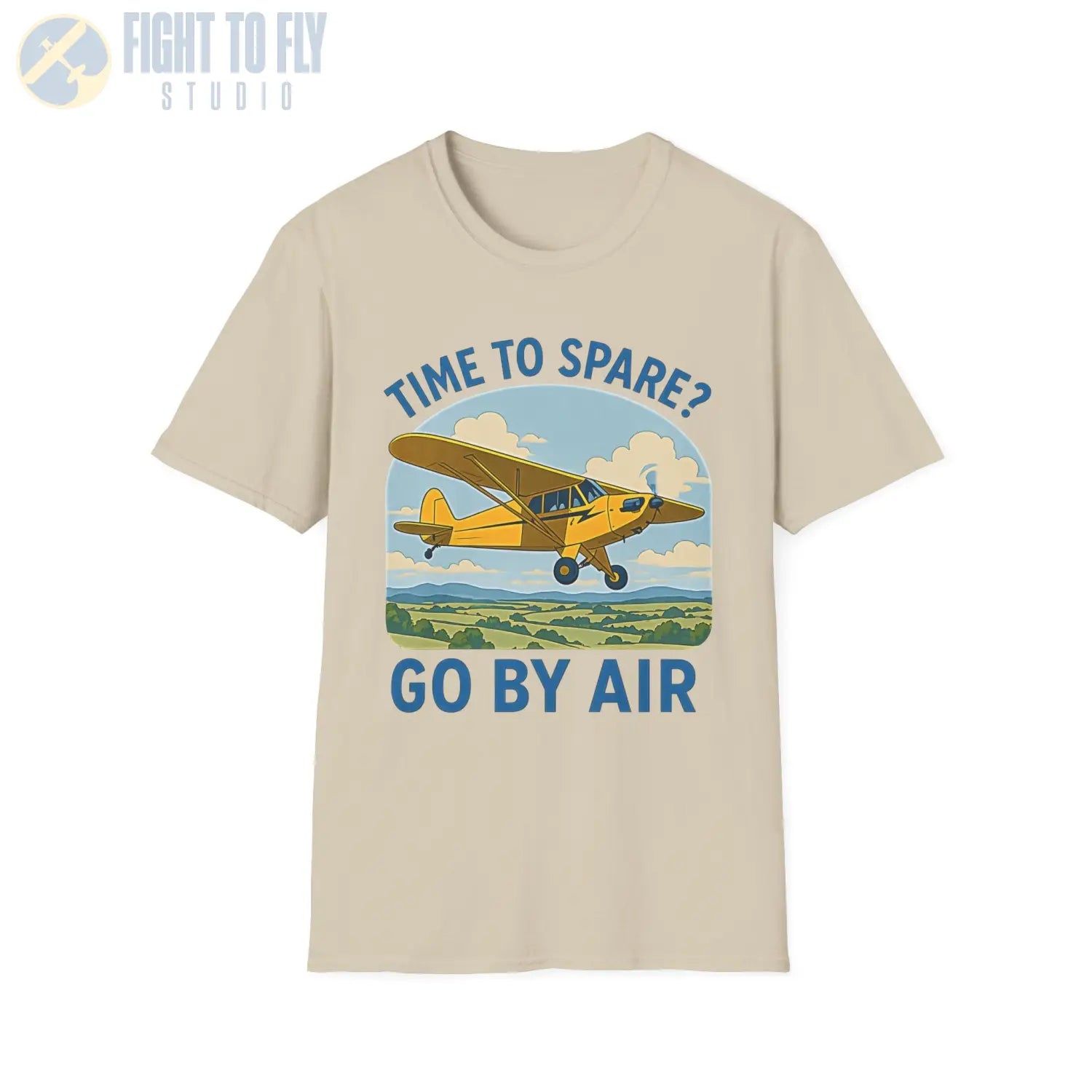Time to Spare? Go by Air - Piper Cub - T-Shirt - Pilot gifts - WWII warbird t-shirt