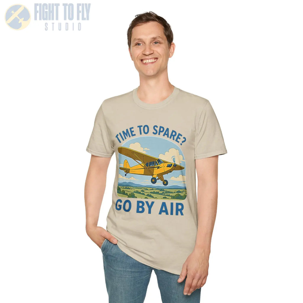Time to Spare? Go by Air - Piper Cub - T-Shirt - Pilot gifts - WWII warbird t-shirt