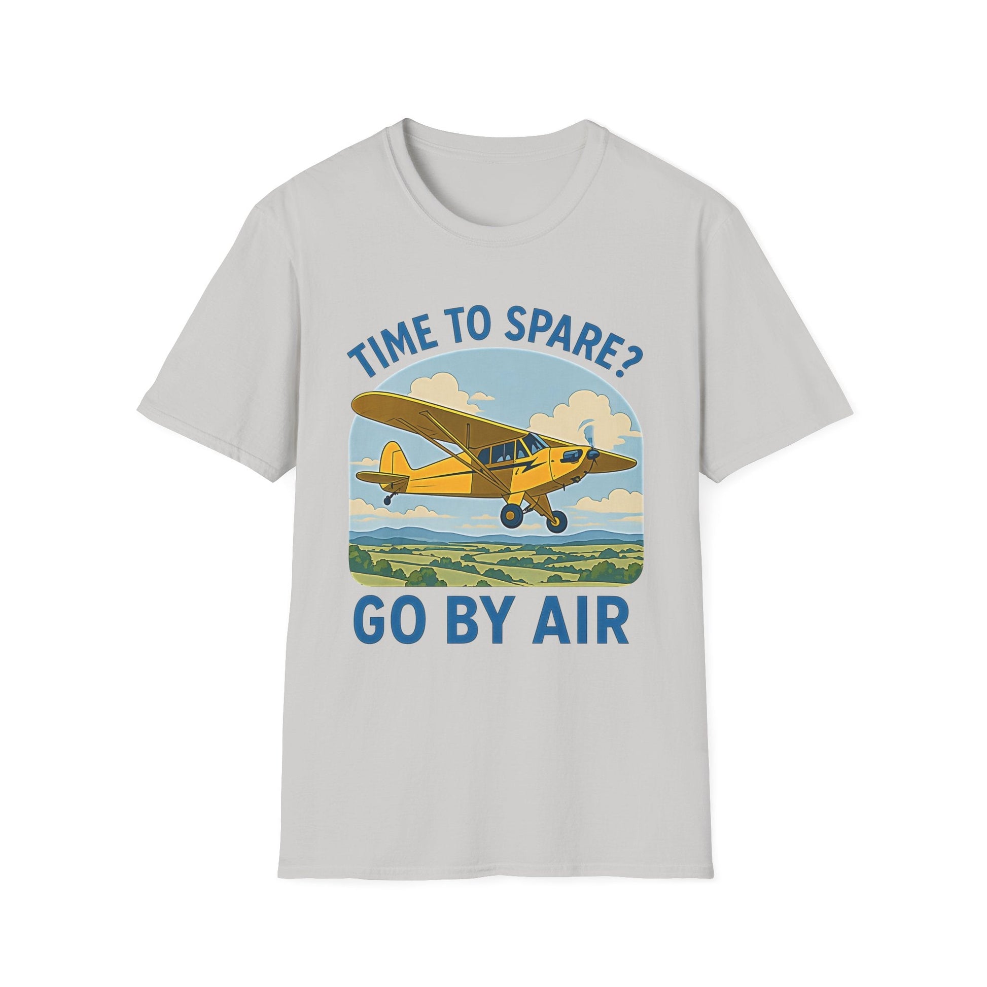 Piper Cub Premium T-Shirt – “Time to Spare? Go by Air” Vintage Bush Plane Tee - Pilot gifts - WWII warbird t-shirt