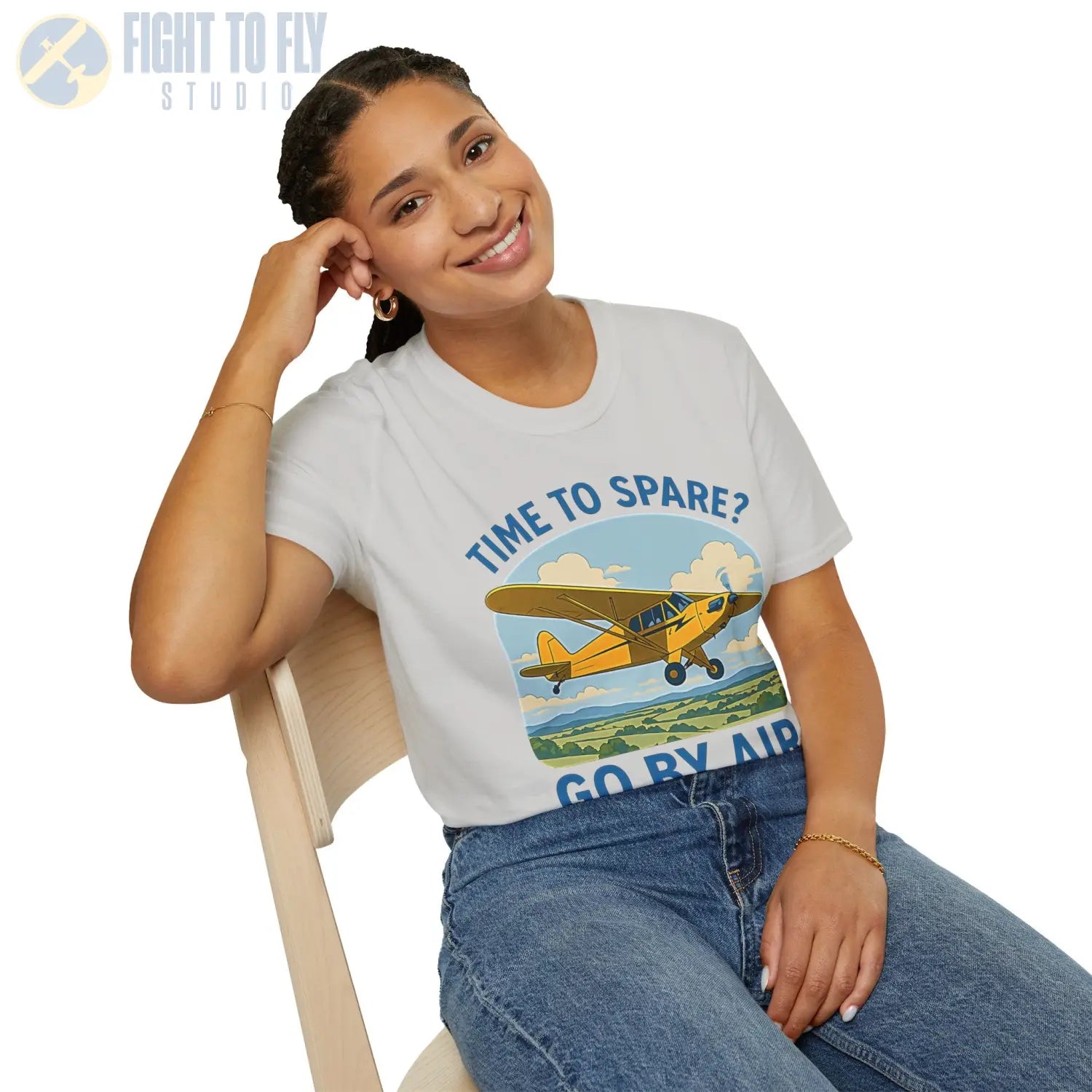 Time to Spare? Go by Air - Piper Cub - T-Shirt - Pilot gifts - WWII warbird t-shirt