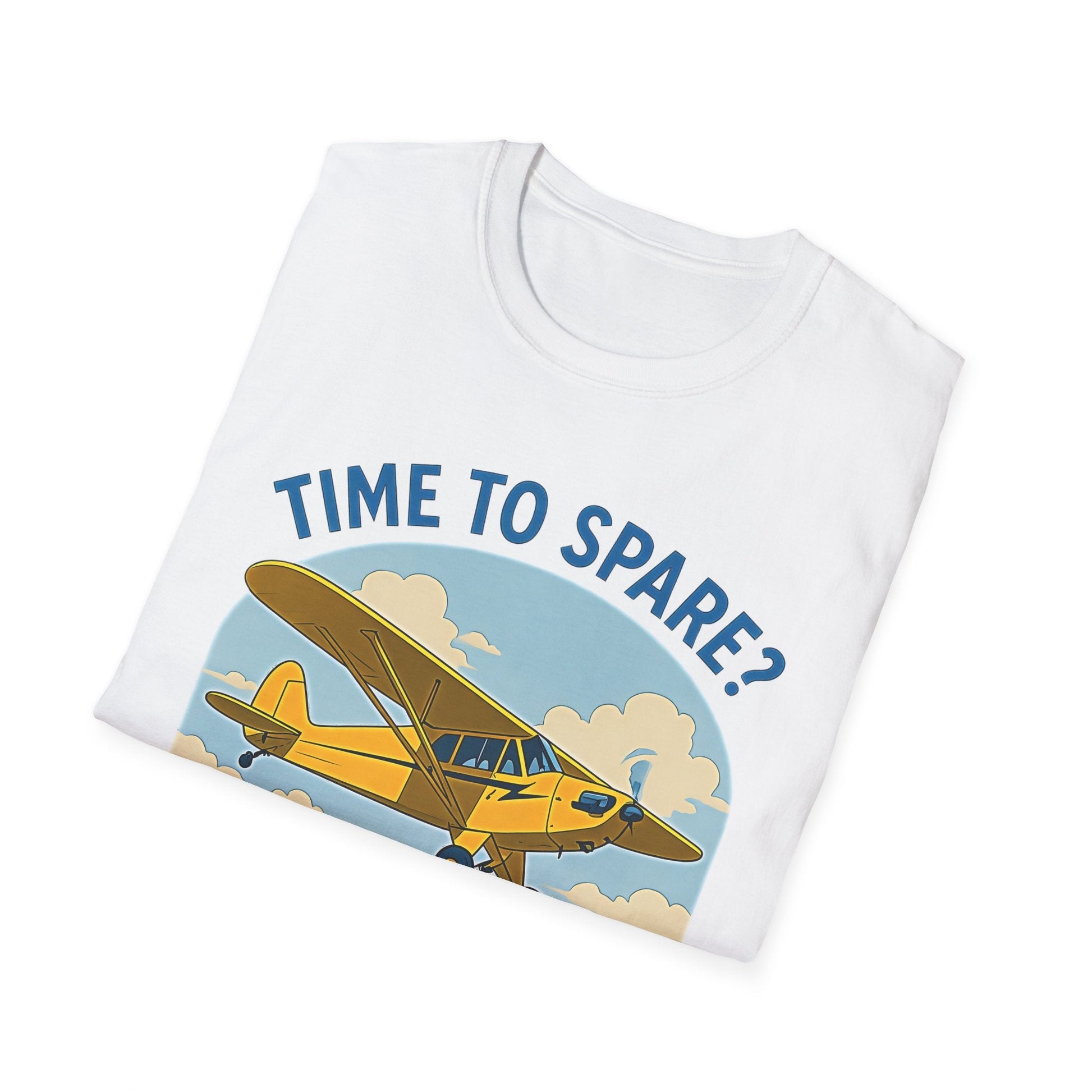 Piper Cub Premium T-Shirt – “Time to Spare? Go by Air” Vintage Bush Plane Tee - Pilot gifts - WWII warbird t-shirt