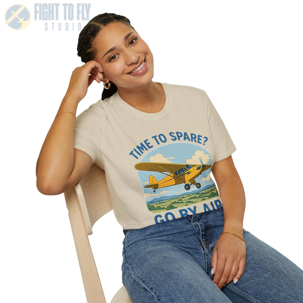 Time to Spare? Go by Air - Piper Cub - T-Shirt - Pilot gifts - WWII warbird t-shirt