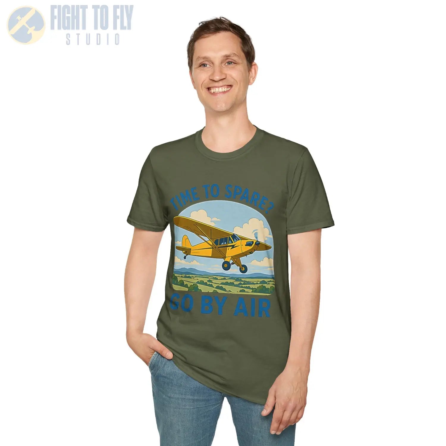 Time to Spare? Go by Air - Piper Cub - T-Shirt - Pilot gifts - WWII warbird t-shirt