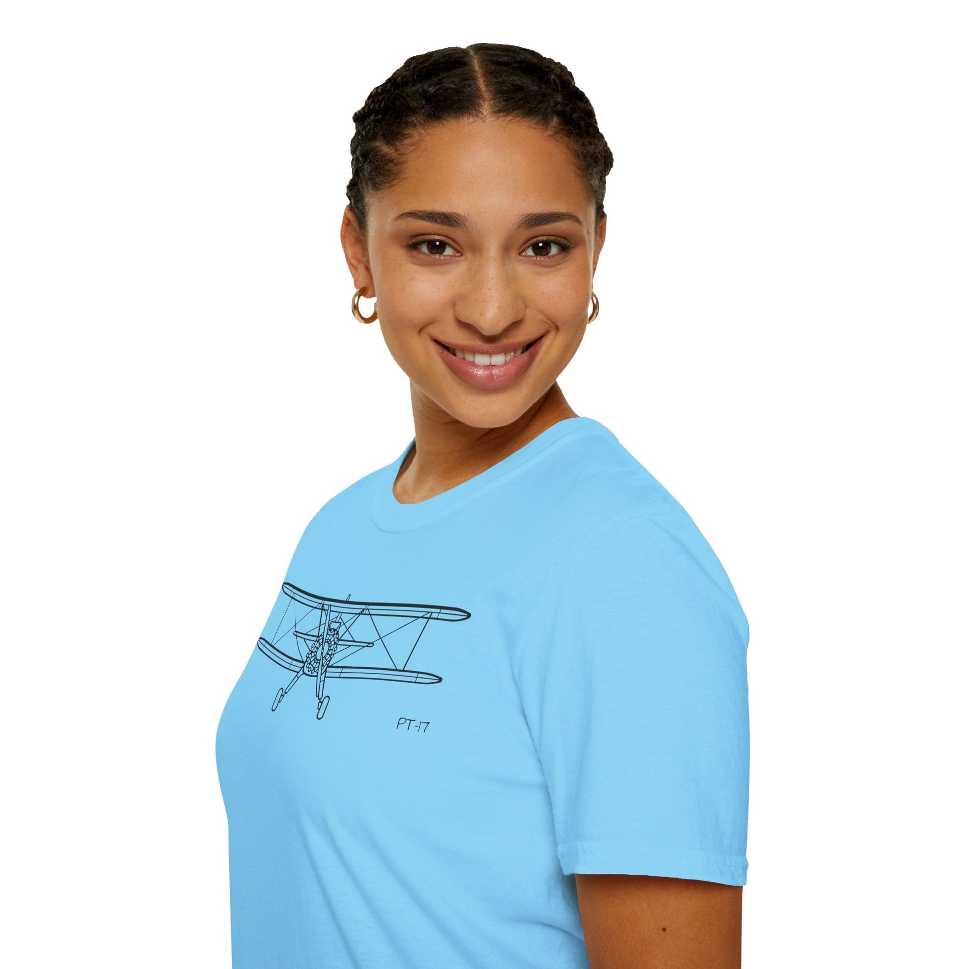 PT-17 Front View T-Shirt – Stearman Nose-On Aviation Tee - Pilot gifts - WWII warbird t-shirt