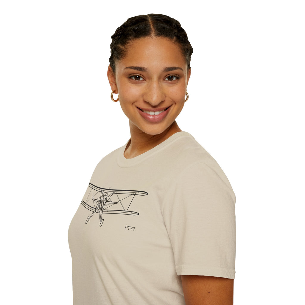 PT-17 Front View T-Shirt – Stearman Nose-On Aviation Tee - Pilot gifts - WWII warbird t-shirt