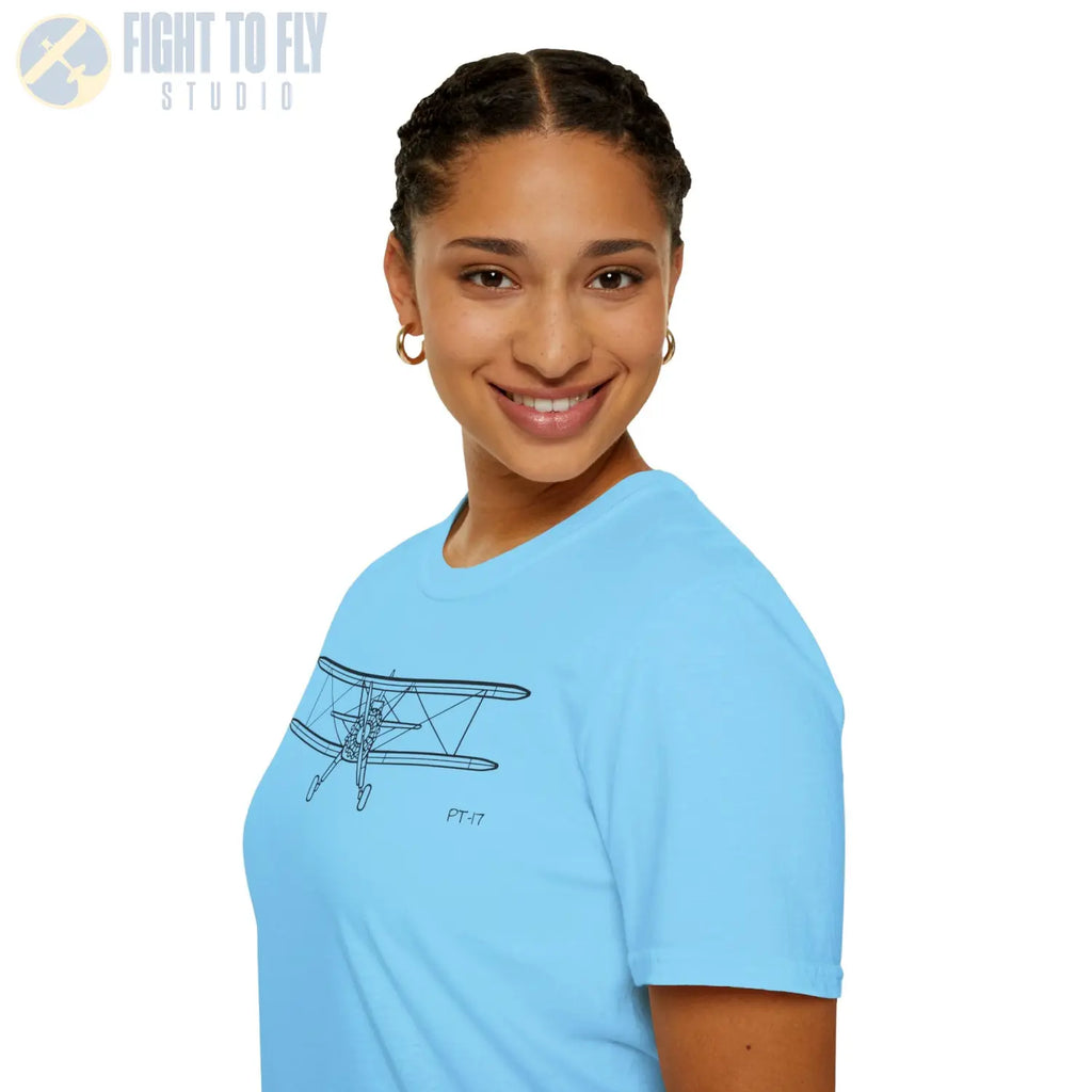 Stearman PT-17 Kaydet Front View T-Shirt - Pilot gifts - WWII warbird t-shirt