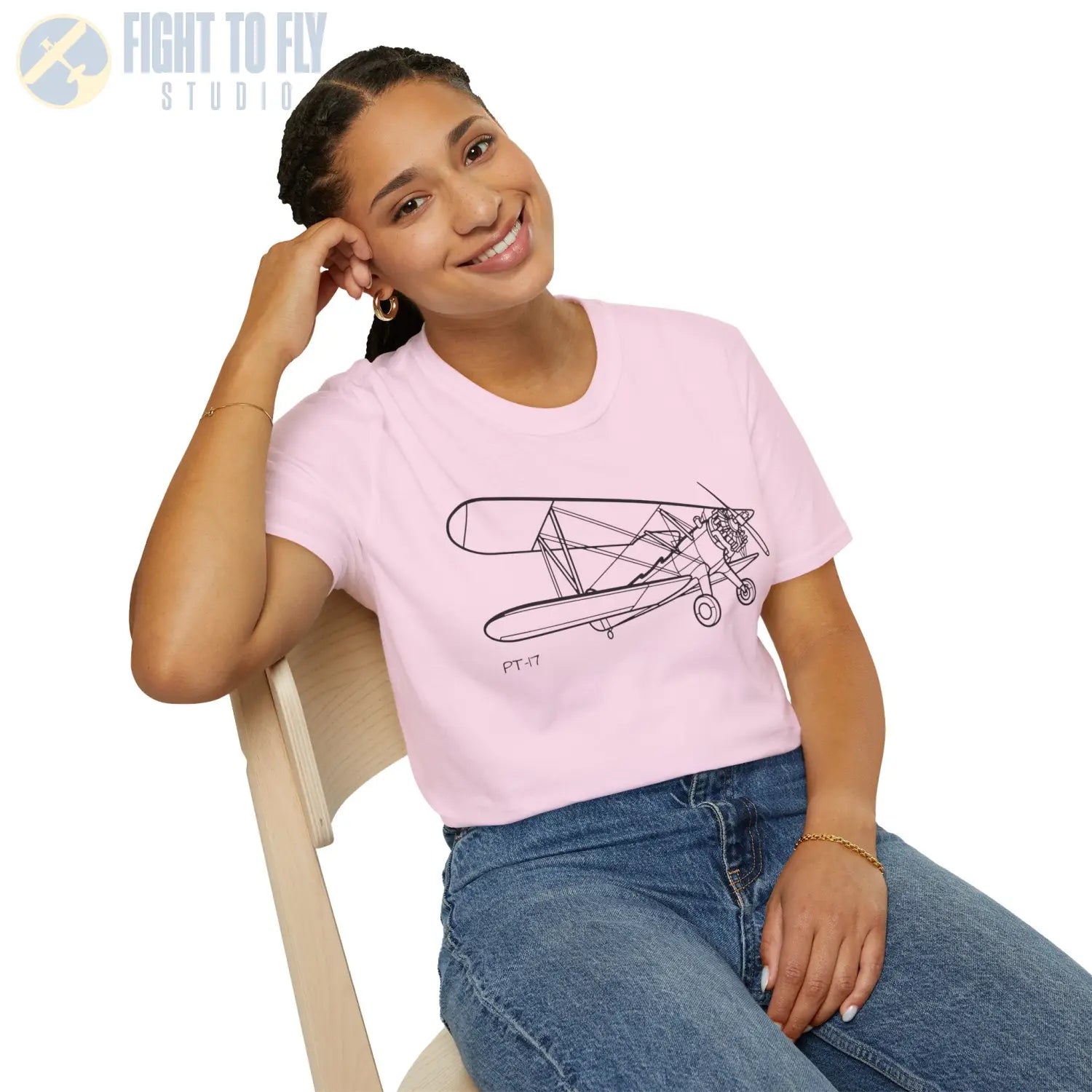 Stearman PT-17 Kaydet Parked View T-Shirt - Pilot gifts - WWII warbird t-shirt