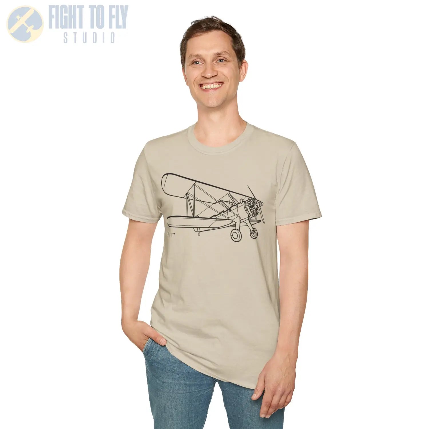 Stearman PT-17 Kaydet Parked View T-Shirt - Pilot gifts - WWII warbird t-shirt