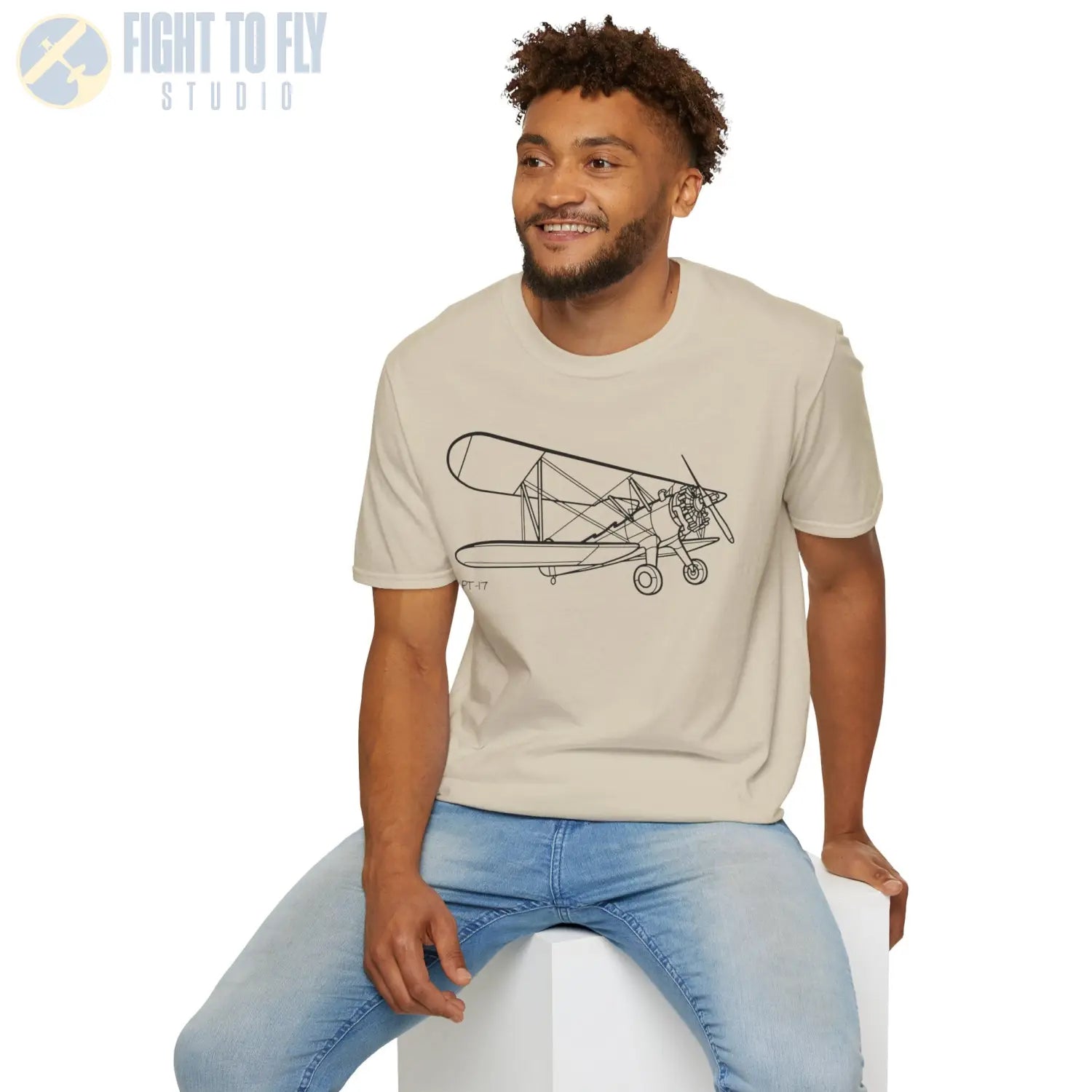 Stearman PT-17 Kaydet Parked View T-Shirt - Pilot gifts - WWII warbird t-shirt