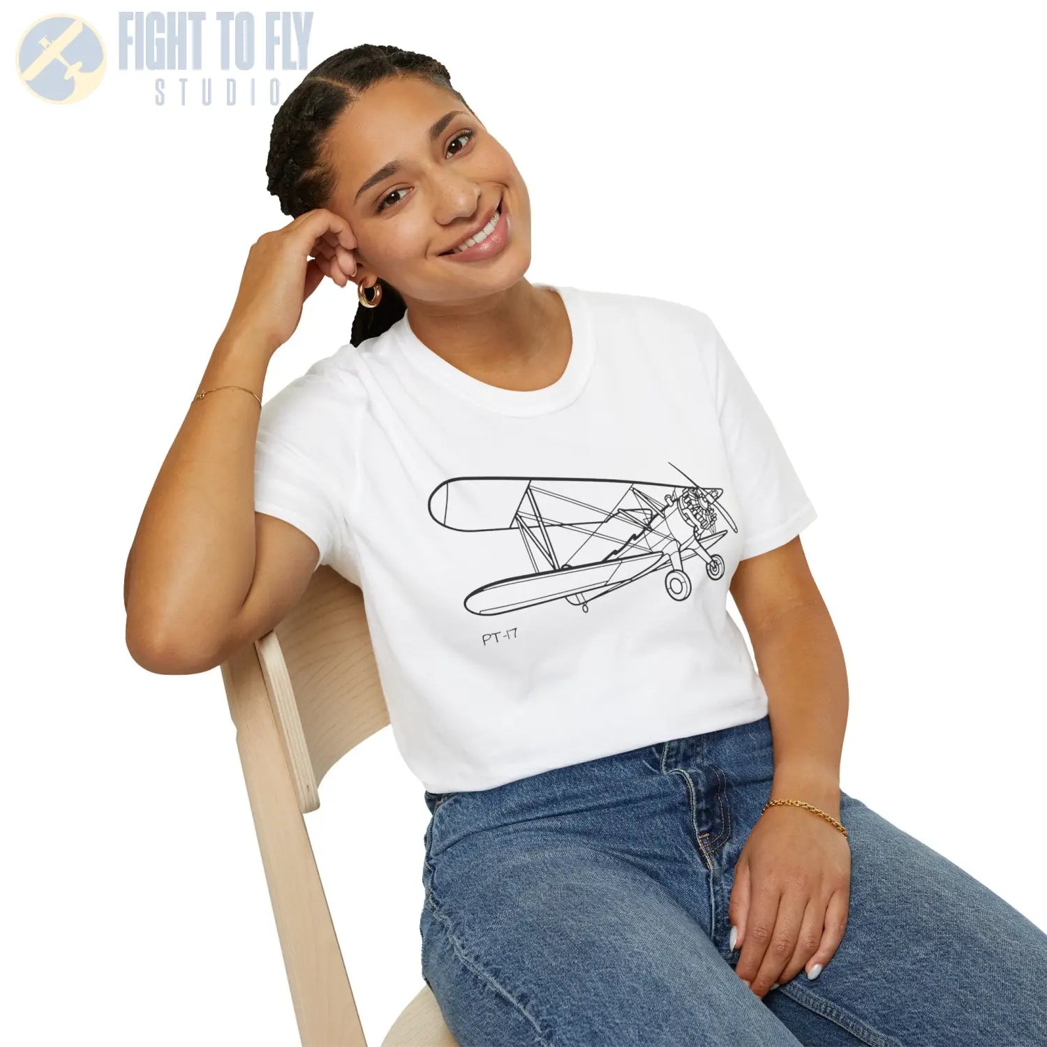 Stearman PT-17 Kaydet Parked View T-Shirt - Pilot gifts - WWII warbird t-shirt