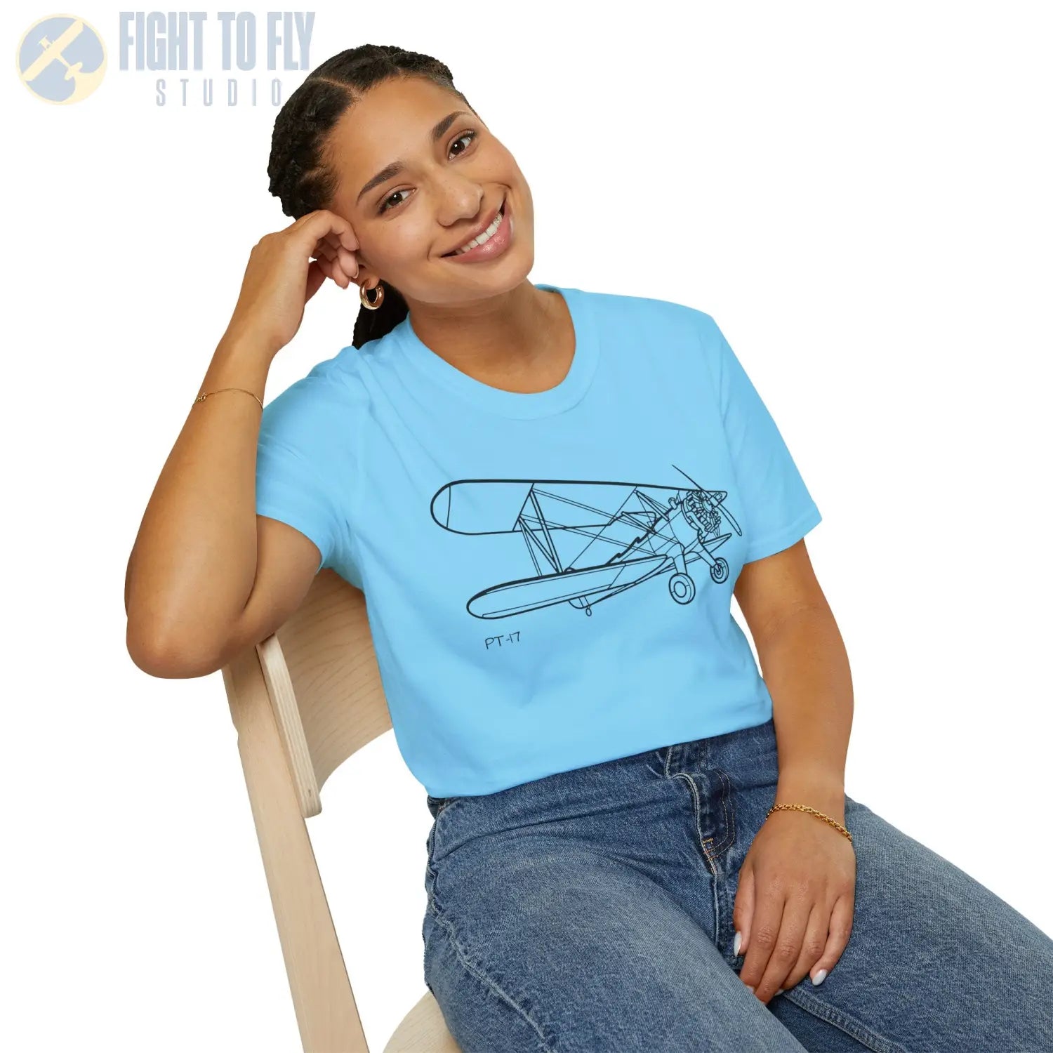 Stearman PT-17 Kaydet Parked View T-Shirt - Pilot gifts - WWII warbird t-shirt