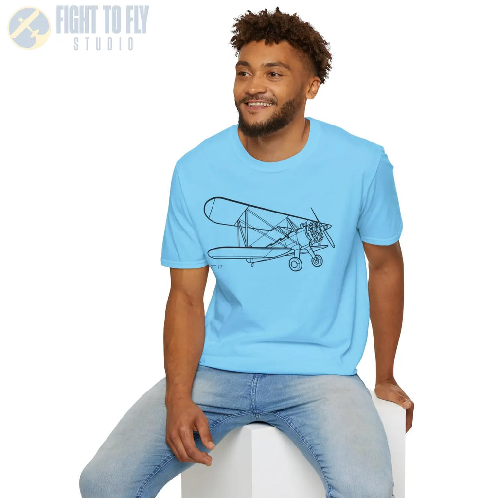 Stearman PT-17 Kaydet Parked View T-Shirt - Pilot gifts - WWII warbird t-shirt