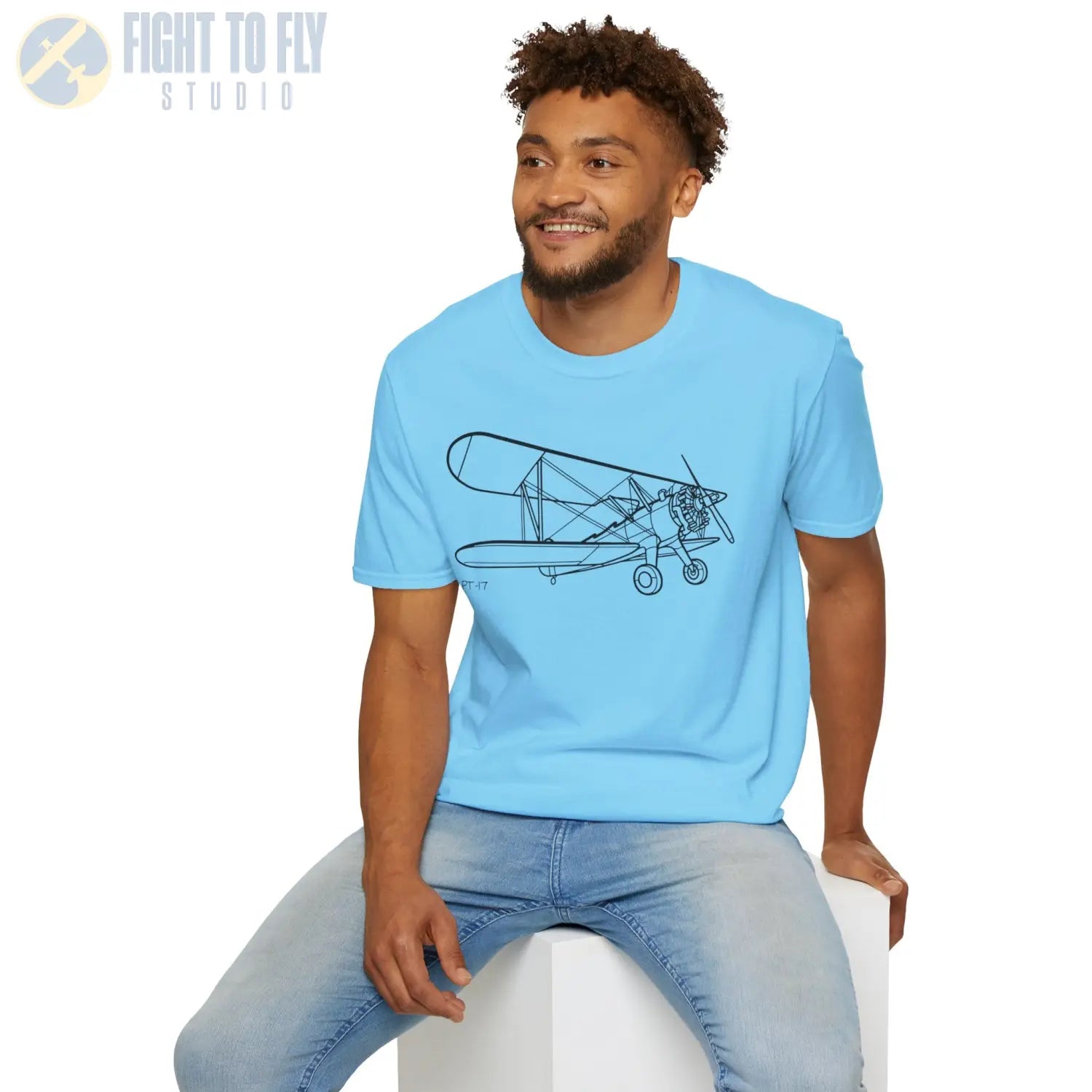 Stearman PT-17 Kaydet Parked View T-Shirt - Pilot gifts - WWII warbird t-shirt