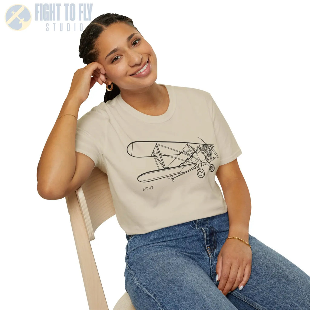 Stearman PT-17 Kaydet Parked View T-Shirt - Pilot gifts - WWII warbird t-shirt
