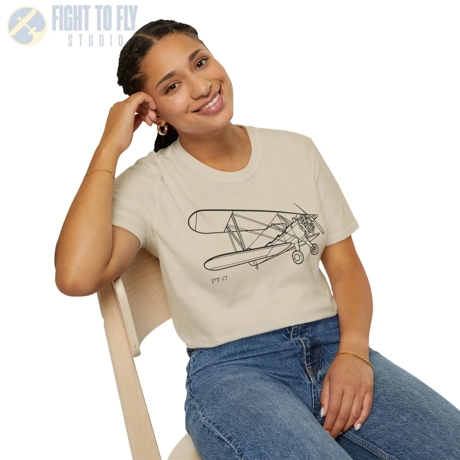 Stearman PT-17 Kaydet Parked View T-Shirt - Pilot gifts - WWII warbird t-shirt