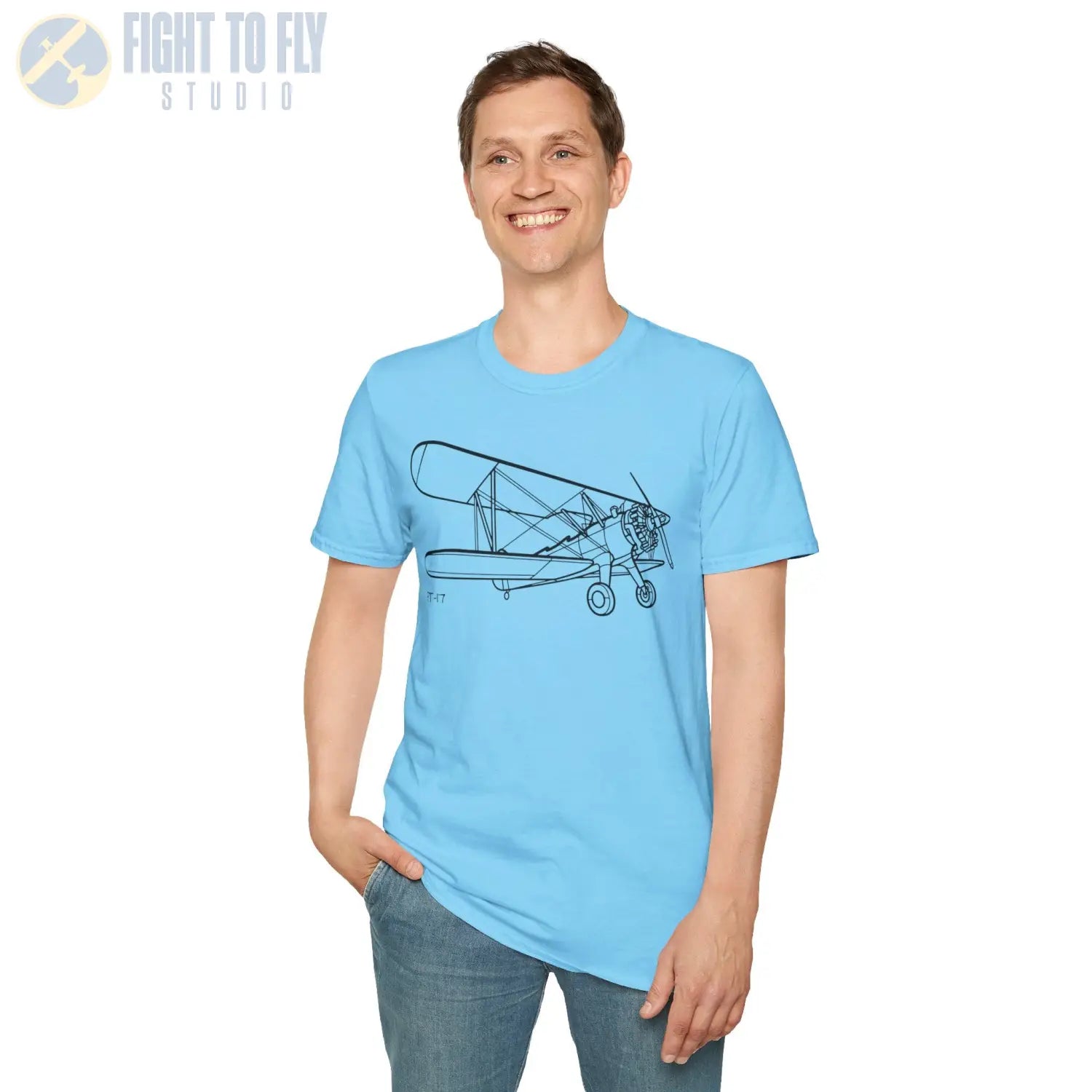 Stearman PT-17 Kaydet Parked View T-Shirt - Pilot gifts - WWII warbird t-shirt