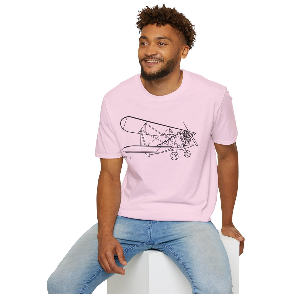 PT-17 Parked View T-Shirt – Stearman Ground Display Aviation Tee - Pilot gifts - WWII warbird t-shirt