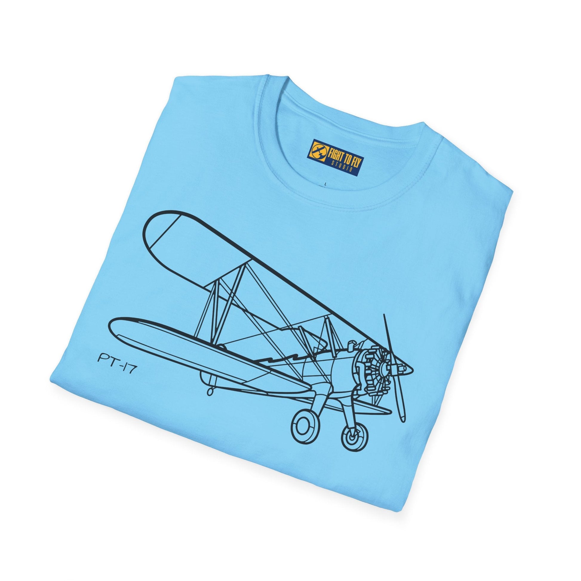 PT-17 Parked View T-Shirt – Stearman Ground Display Aviation Tee - Pilot gifts - WWII warbird t-shirt