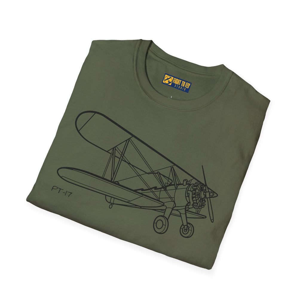 PT-17 Parked View T-Shirt – Stearman Ground Display Aviation Tee - Pilot gifts - WWII warbird t-shirt
