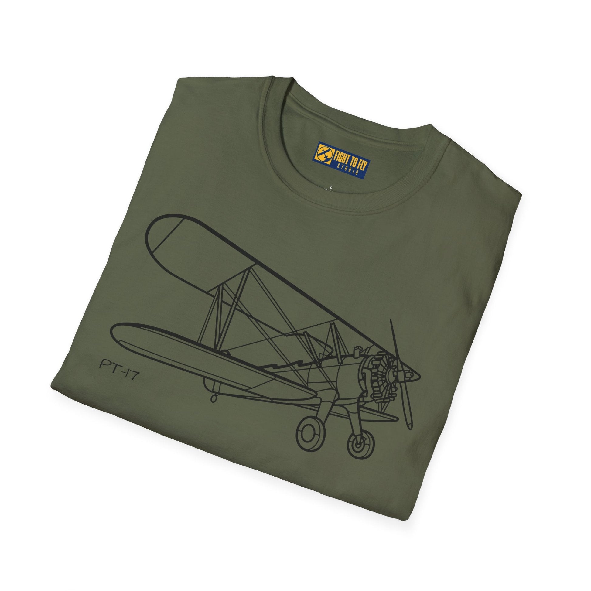 PT-17 Parked View T-Shirt – Stearman Ground Display Aviation Tee - Pilot gifts - WWII warbird t-shirt