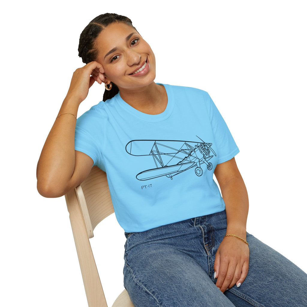 PT-17 Parked View T-Shirt – Stearman Ground Display Aviation Tee - Pilot gifts - WWII warbird t-shirt