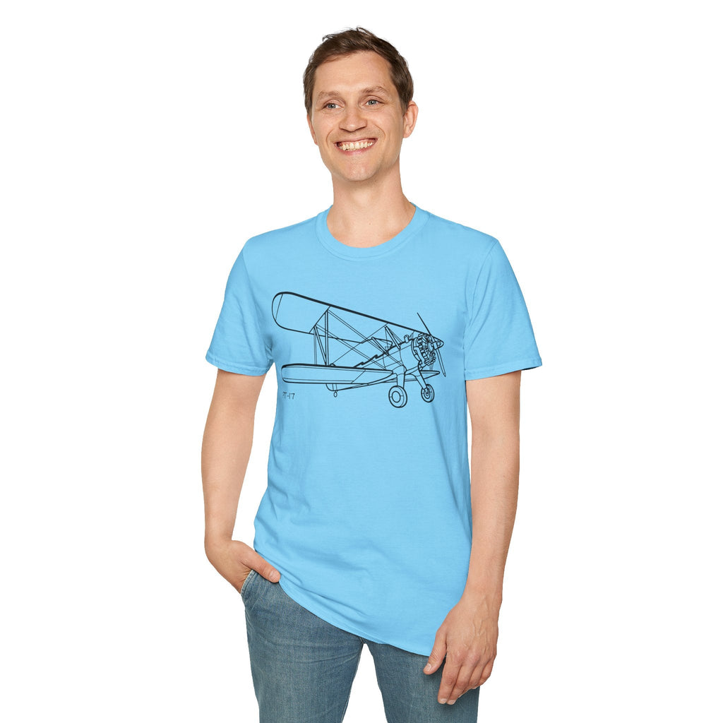 PT-17 Parked View T-Shirt – Stearman Ground Display Aviation Tee - Pilot gifts - WWII warbird t-shirt