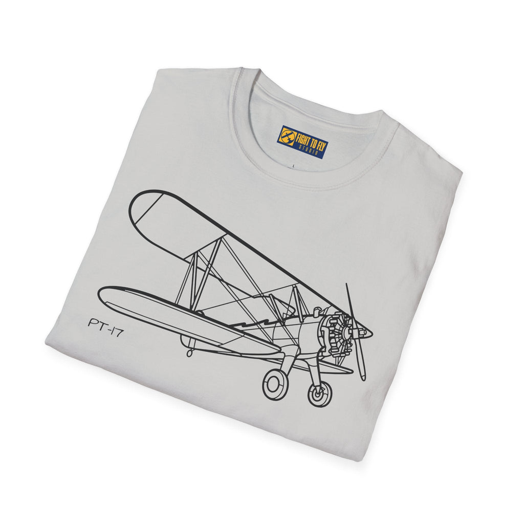 PT-17 Parked View T-Shirt – Stearman Ground Display Aviation Tee - Pilot gifts - WWII warbird t-shirt